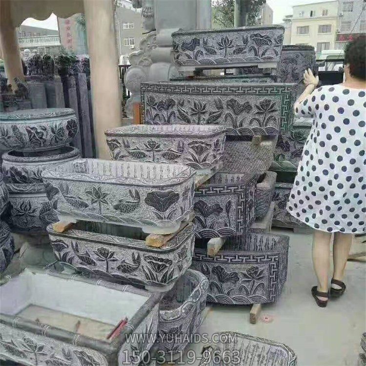 青石石槽水槽荷花池雕塑