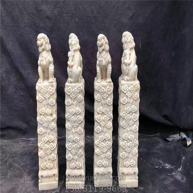 汉白玉仿古栓马柱，狮子拴马桩雕塑