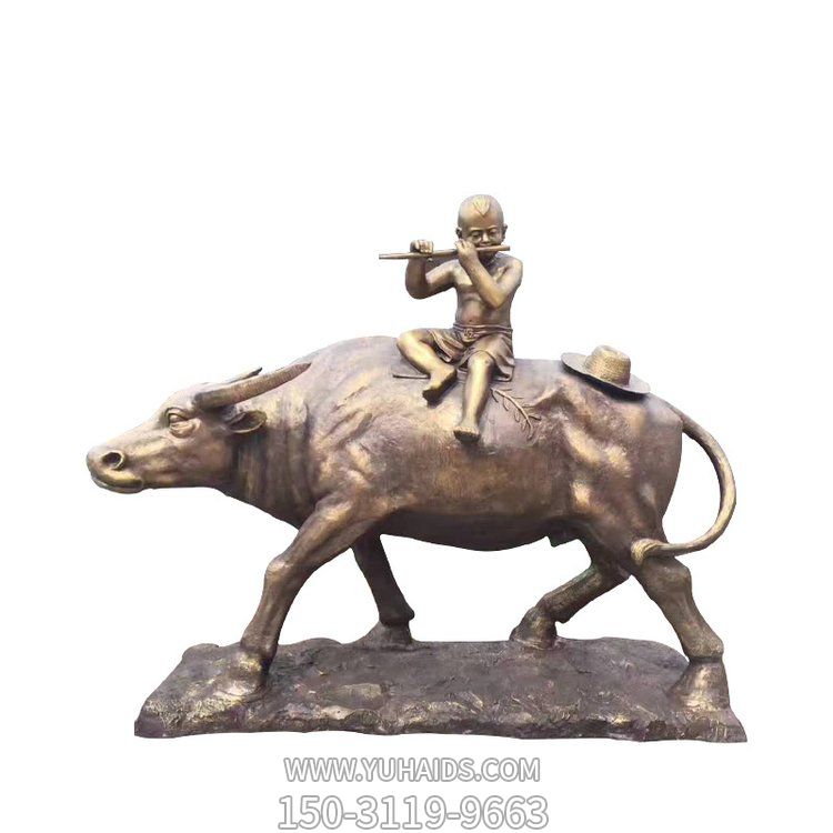 铜雕户外园林景观牧童老黄牛景观雕塑摆件