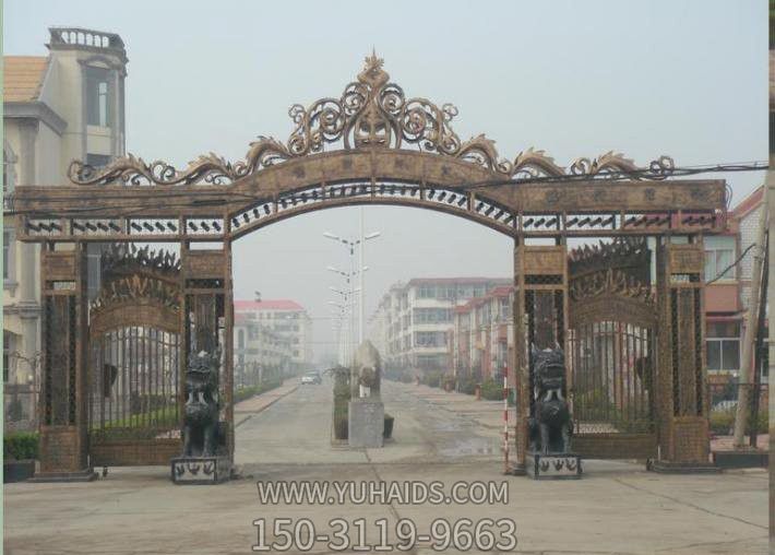 铁艺镂空不锈钢小区三门牌坊雕塑