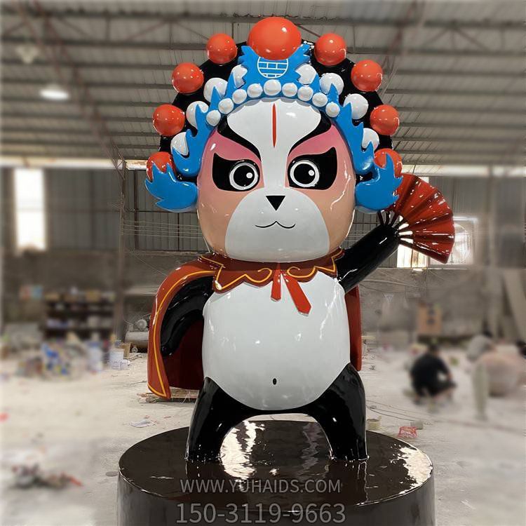 商业街卡通景观摆件玻璃钢唱戏脸谱雕塑