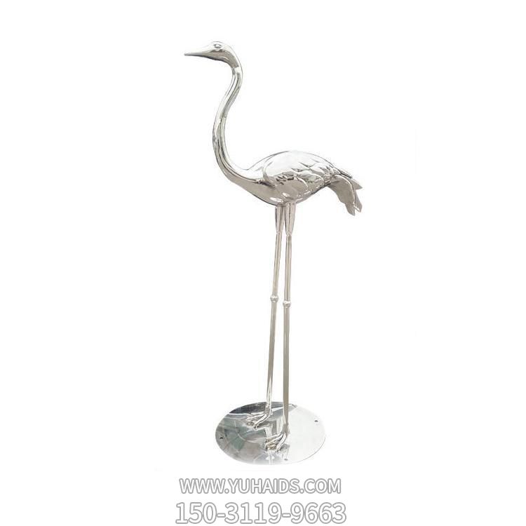不锈钢仙鹤，曲颈高脚仙鹤雕塑