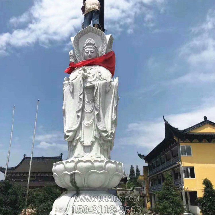 寺庙景点摆放大型汉白玉雕刻三面观音雕像雕塑
