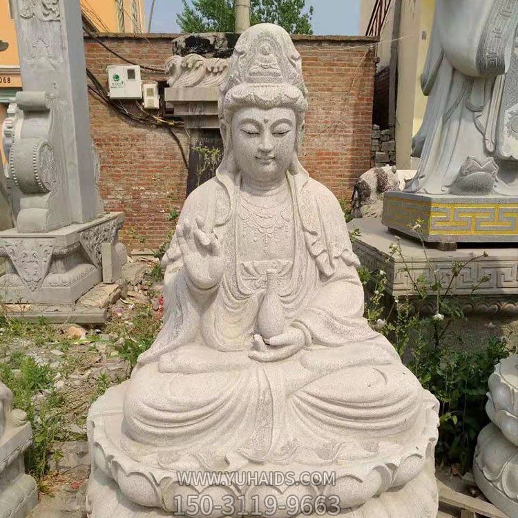 宗教寺庙大理石石雕滴水观音雕塑