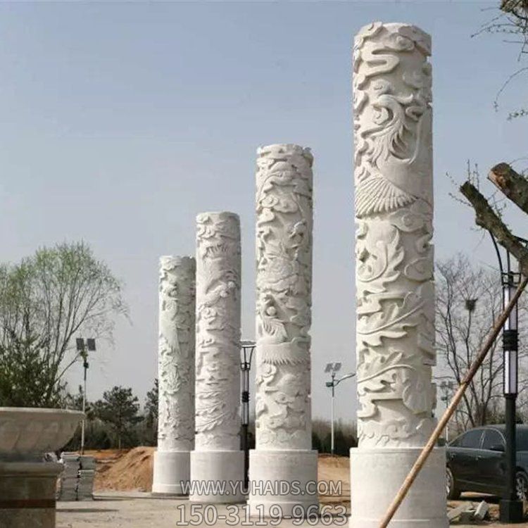 大理石雕刻龙凤文化石柱景区寺庙户外雕塑