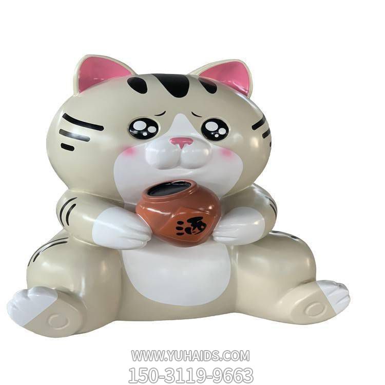 园林 户外玻璃钢卡通猫咪雕塑