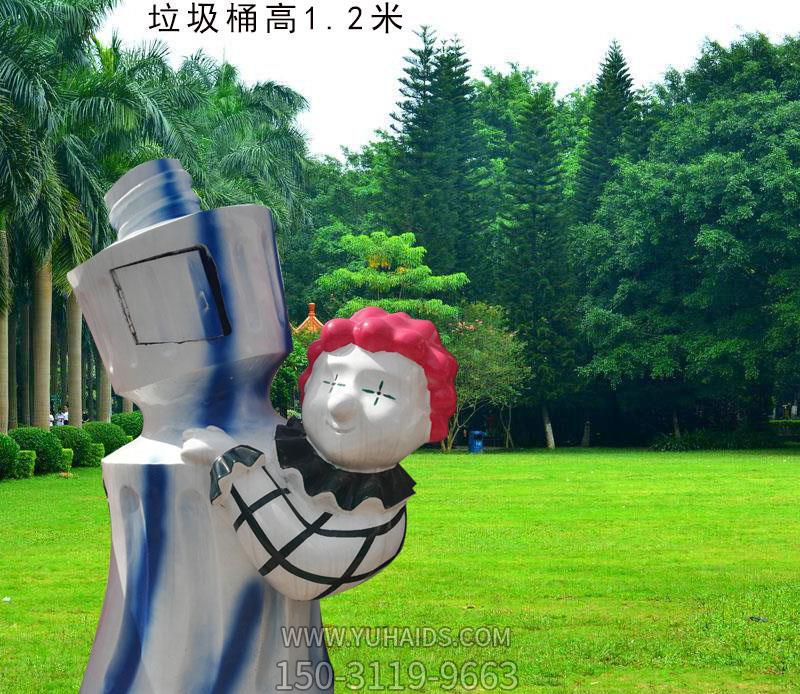 游乐场摆放玻璃钢卡通人物垃圾桶雕塑