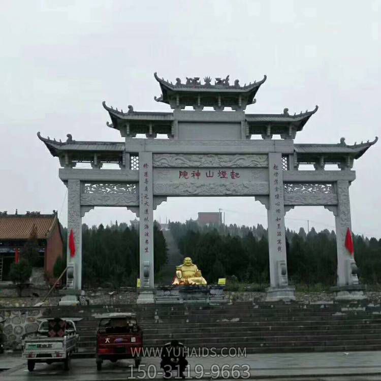 寺庙宗教门口大型大理石石雕牌坊景观雕塑