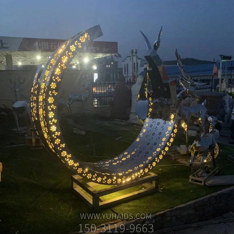 户外发光镂空创意圆环雕塑