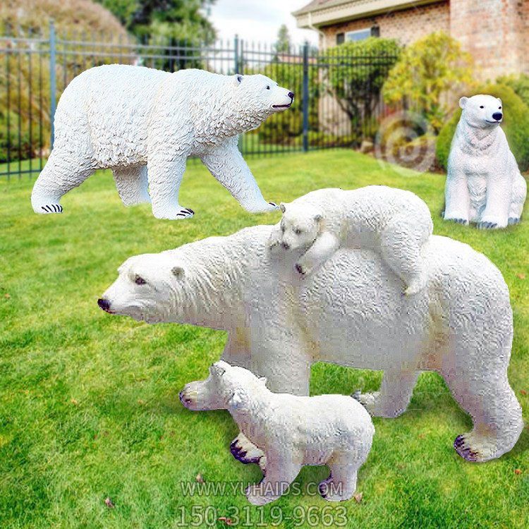 动物园创意玻璃钢仿真动物景观北极熊雕塑