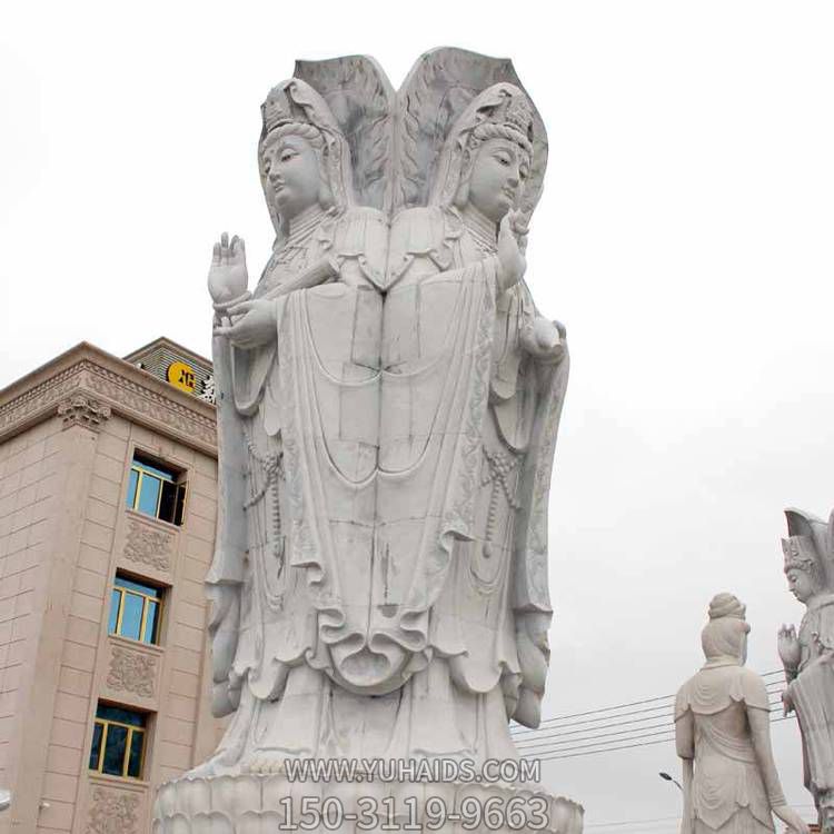 大理石石雕户外景区三面观音雕塑