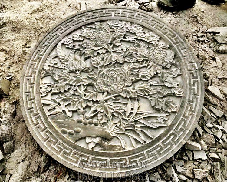 园林圆形装饰浮雕菊花雕塑
