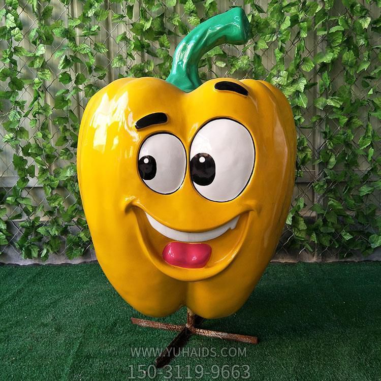 园林户外摆放玻璃钢卡通黄色青椒小品雕塑
