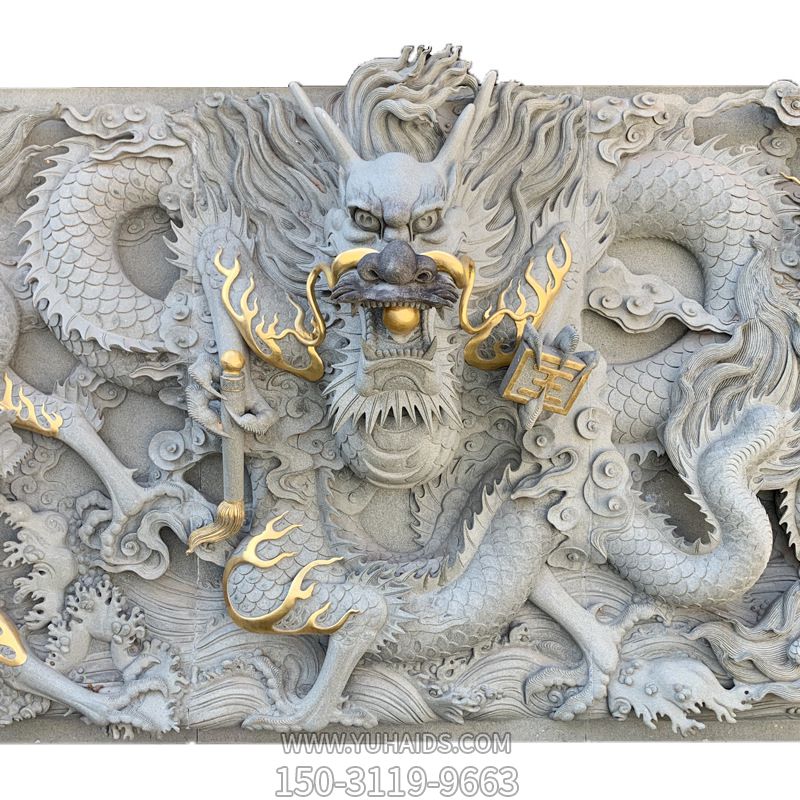 寺院汉白玉石雕浮雕仿真神兽龙雕塑