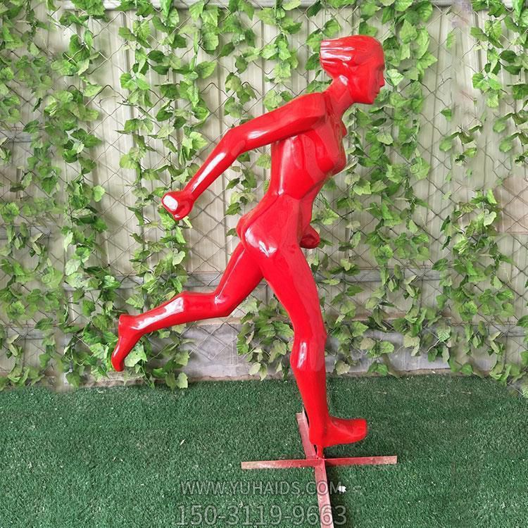 运动主题户外园林不锈钢彩绘跑步的人物雕塑