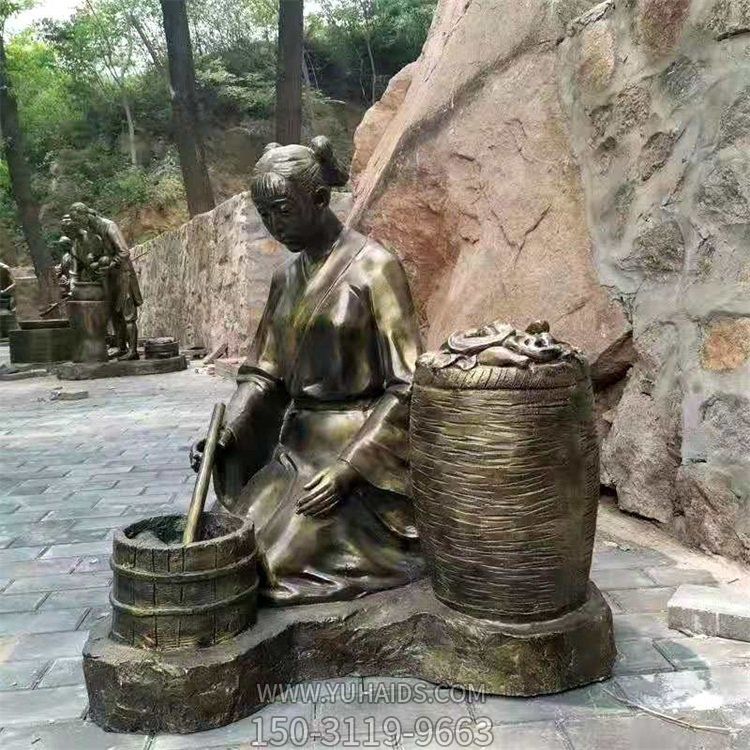 街道户外园林景观玻璃钢仿铜人物雕塑