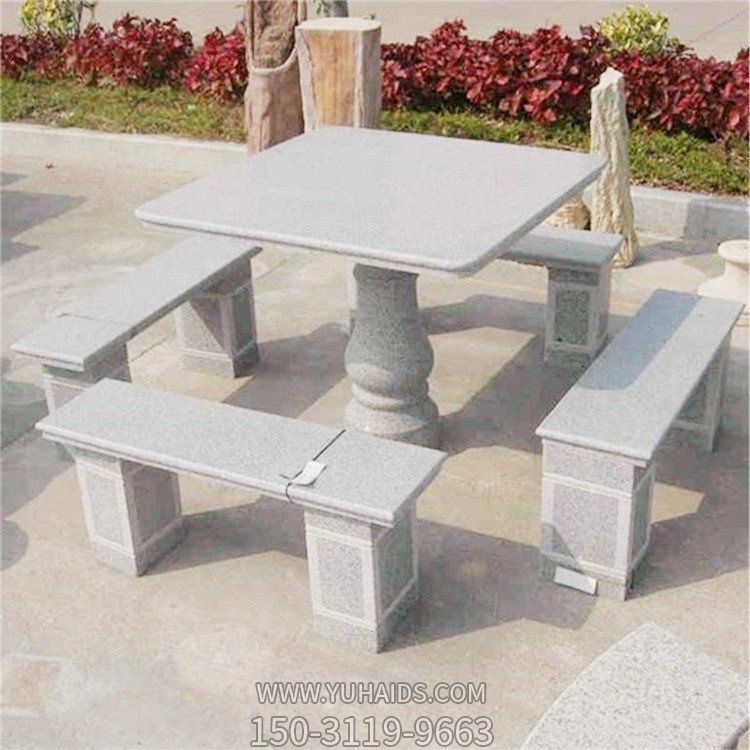 大理石石雕户外园林庭院方形石桌石凳雕塑