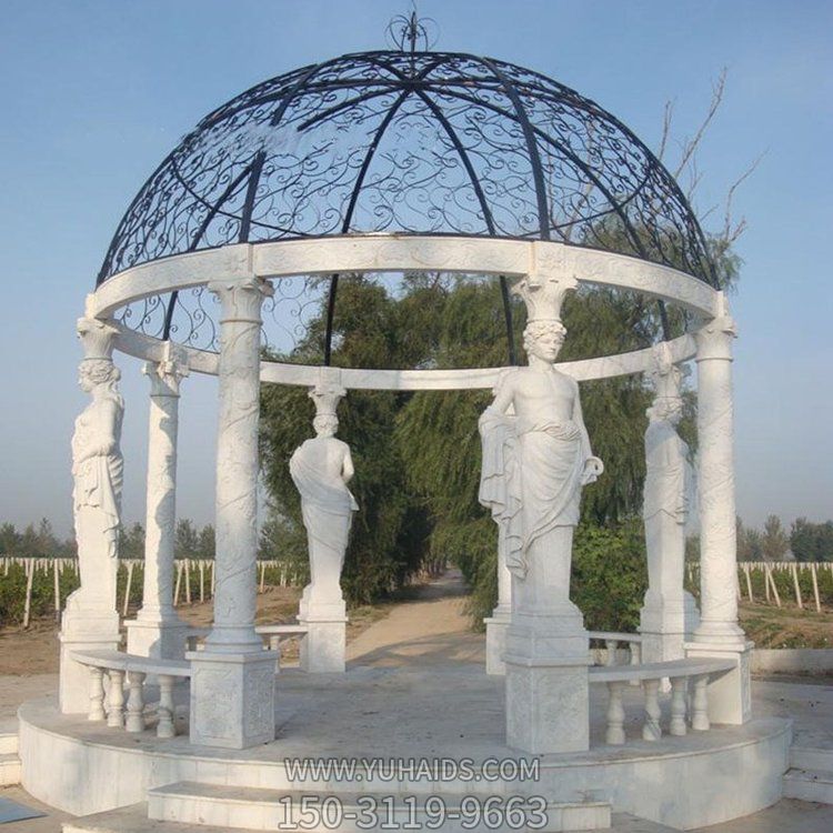 欧式大理石石雕园林创意休息乘凉凉亭雕塑