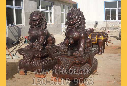 狮子雕塑-不锈钢仿铜创意浮雕公园户外狮子雕塑