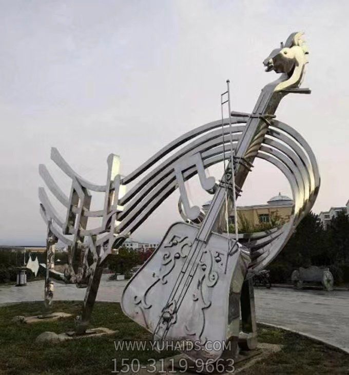 园林景观不锈钢户外创意吉他雕塑