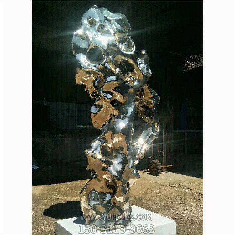 不锈钢镜面抛光镂空太湖石酒店装饰摆件雕塑