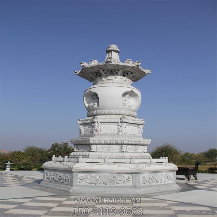 石雕佛塔汉白玉仿古舍利塔寺院定制石雕塔雕塑