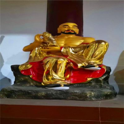 景区寺庙玻璃钢鎏金喷漆十八罗汉雕塑