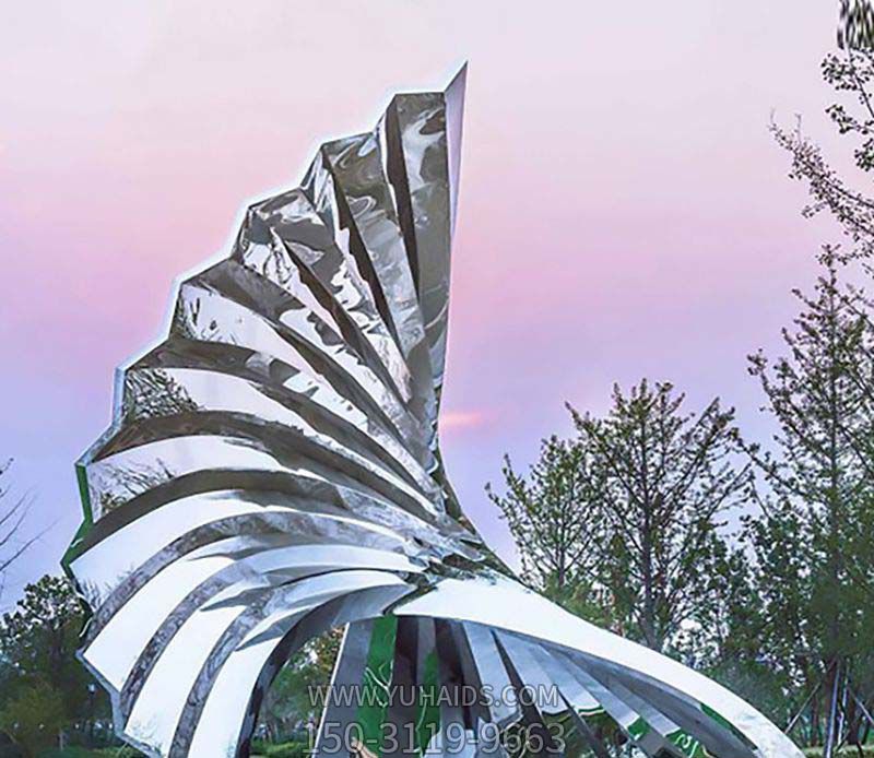 广场抽象不锈钢白钢抽象折扇雕塑