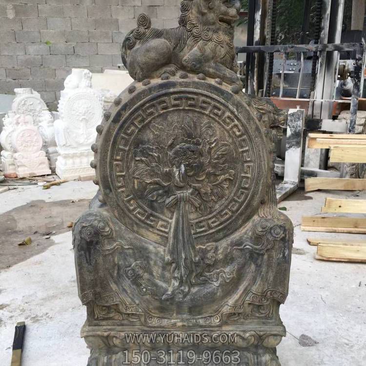 仿古做旧青石石雕浮雕庭院门口抱鼓石雕塑