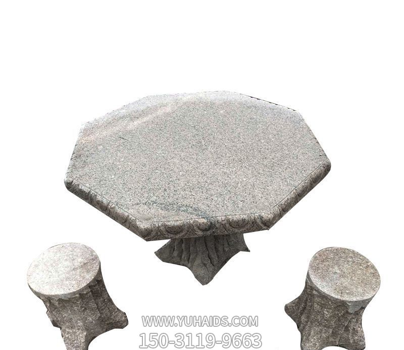 简约树根八角石桌凳园林景观石雕雕塑