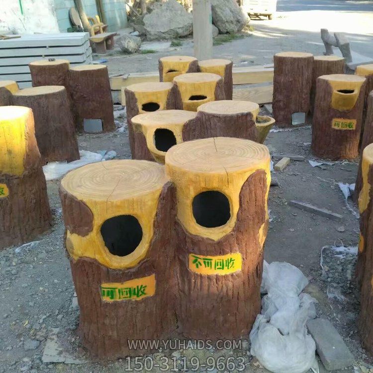 水泥仿木垃圾桶景区雕塑用品