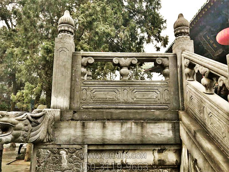 青石镂空雕刻寺院大殿台阶扶手防护栏杆雕塑