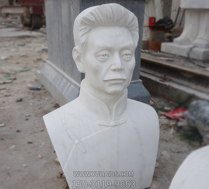 校园胸像汉白玉石雕近代名人鲁迅雕塑