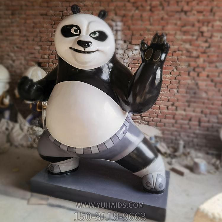玻璃钢功夫熊猫卡通动物雕塑  幼儿园门店招揽商店摆件