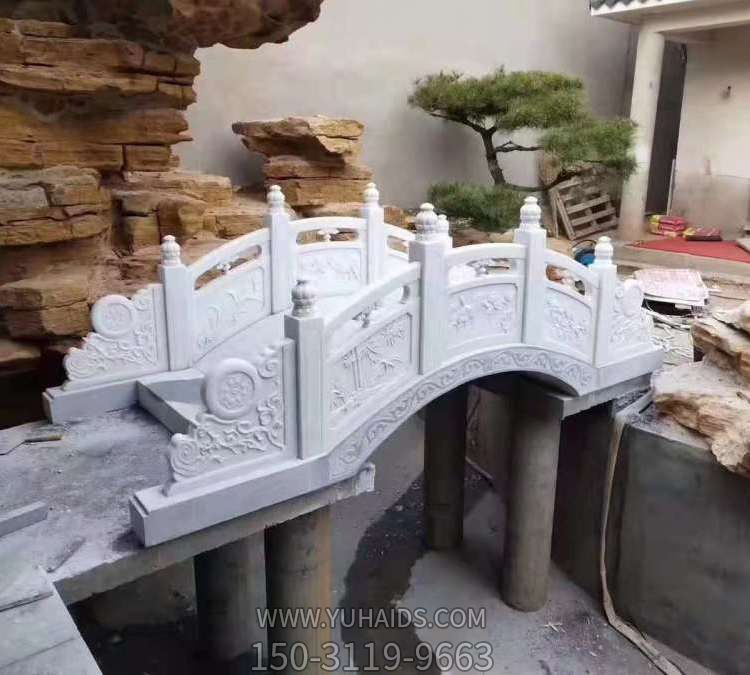 庭院定制汉白玉石雕小拱桥园林建筑摆件雕塑