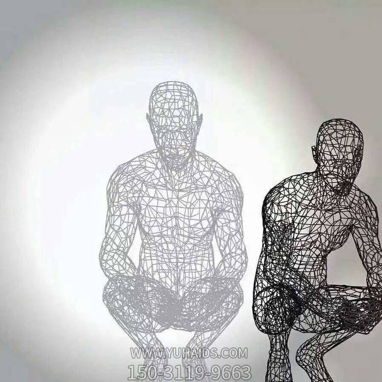 不锈钢金属拉丝抽象人物雕塑
