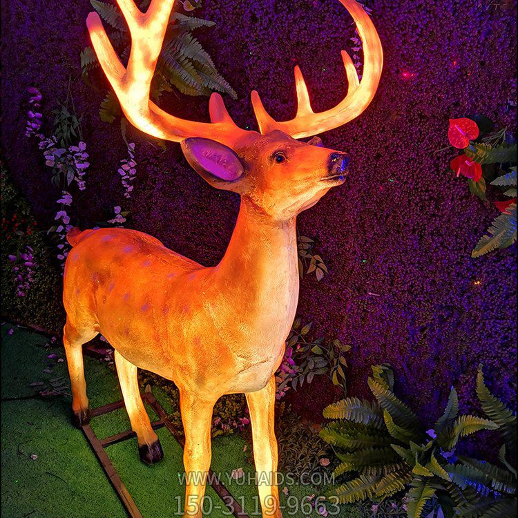 发光梅花鹿玻璃钢树脂动物雕塑