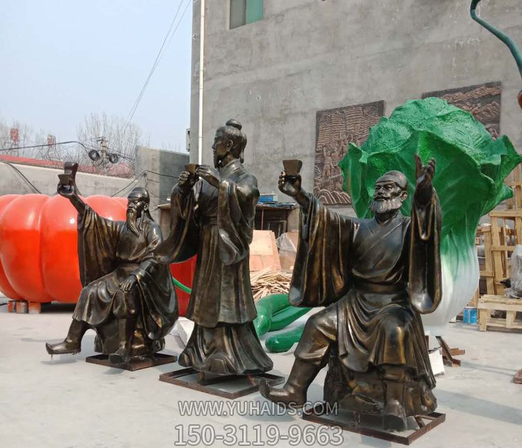 中国三国时期古代名人刘关张三结义铜雕雕塑