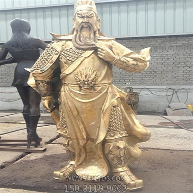 黄铜喷金烤漆大型关公雕塑