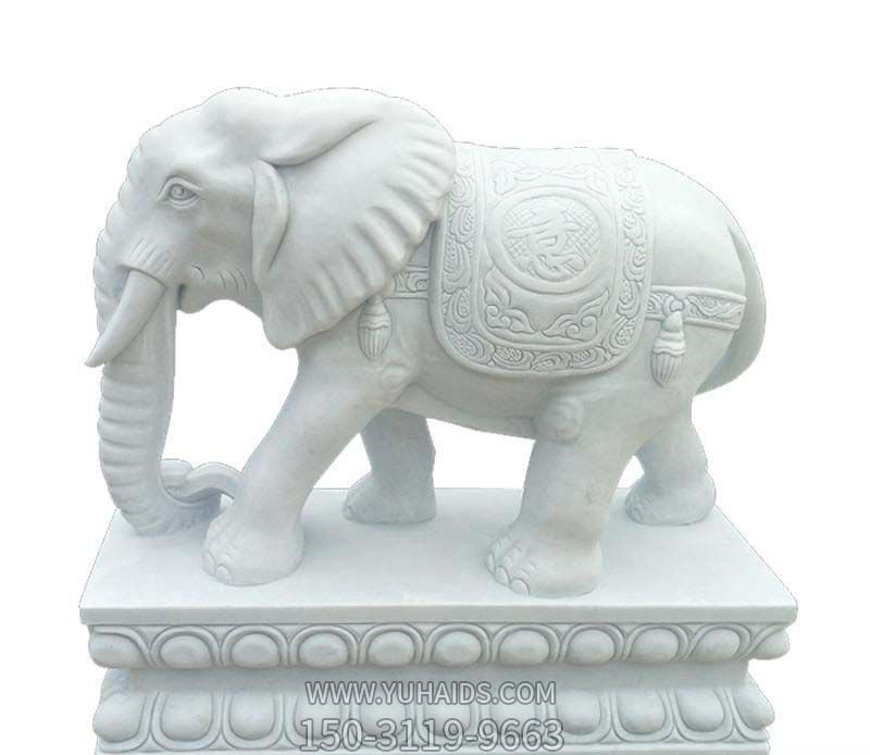 大象雕塑-公园景区汉白玉石雕大象雕塑