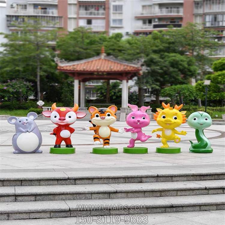 户外园林玻璃钢卡通小牛雕塑