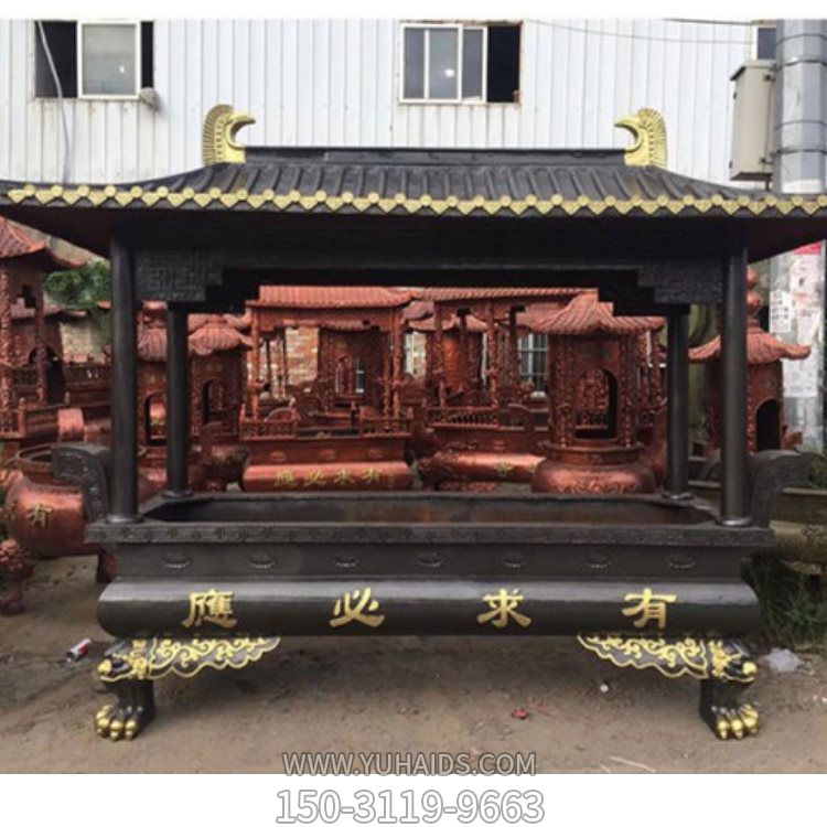 宗教寺庙大型铜雕香炉雕塑