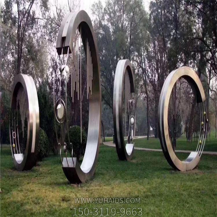 现代艺术圆环造型不锈钢城市花园草坪摆件雕塑