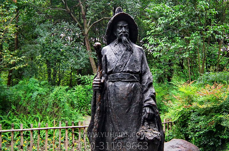 中国古代著名文学家东晋田园诗人陶渊明铜雕塑