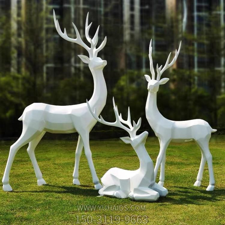 玻璃钢几何户外园林抽象梅花鹿雕塑摆件