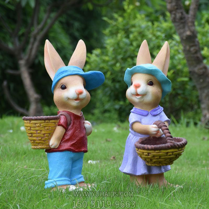 花园摆件庭院装饰卡通树脂兔子花盆动物兔子雕塑