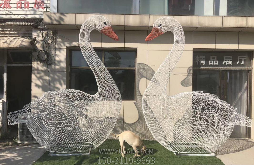 景区户外不锈钢镂空天鹅雕塑