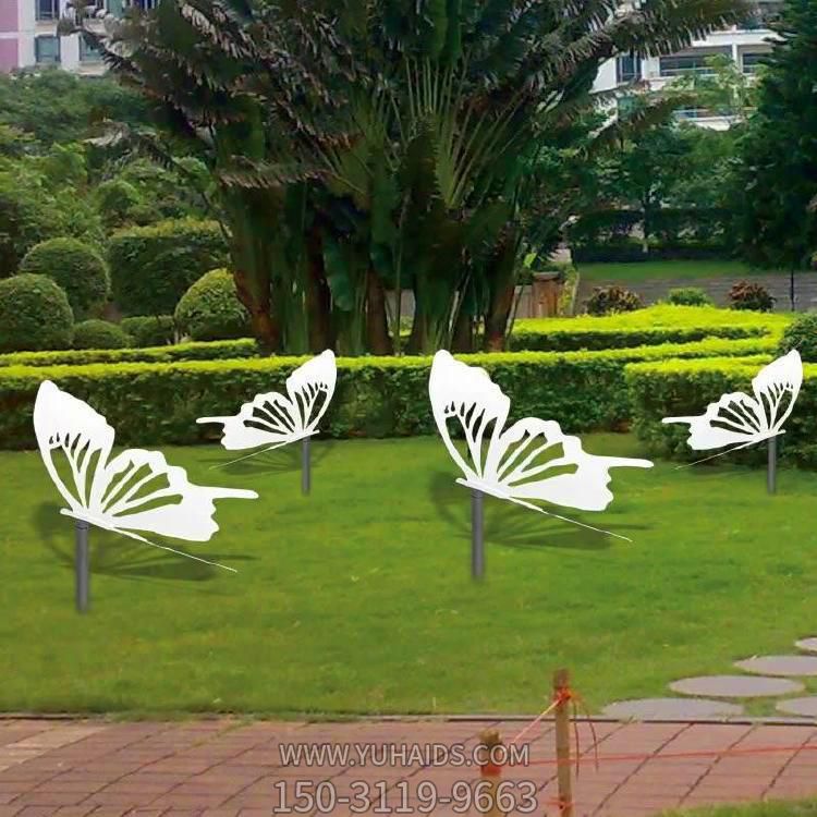 小区草坪 蝴蝶蜻蜓不锈钢摆件雕塑