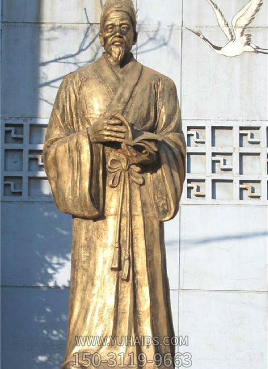 校园广场玻璃钢仿铜古代名人摆件雕塑