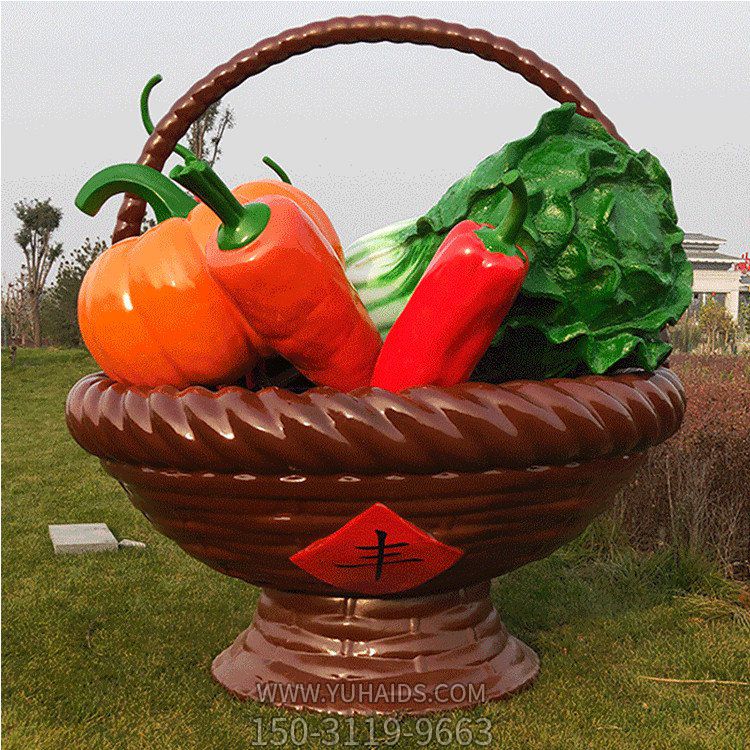 玻璃钢果篮，蔬菜瓜果篮子雕塑